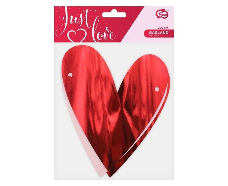 GoDan, girlanda papierowa, serca, 200 cm
