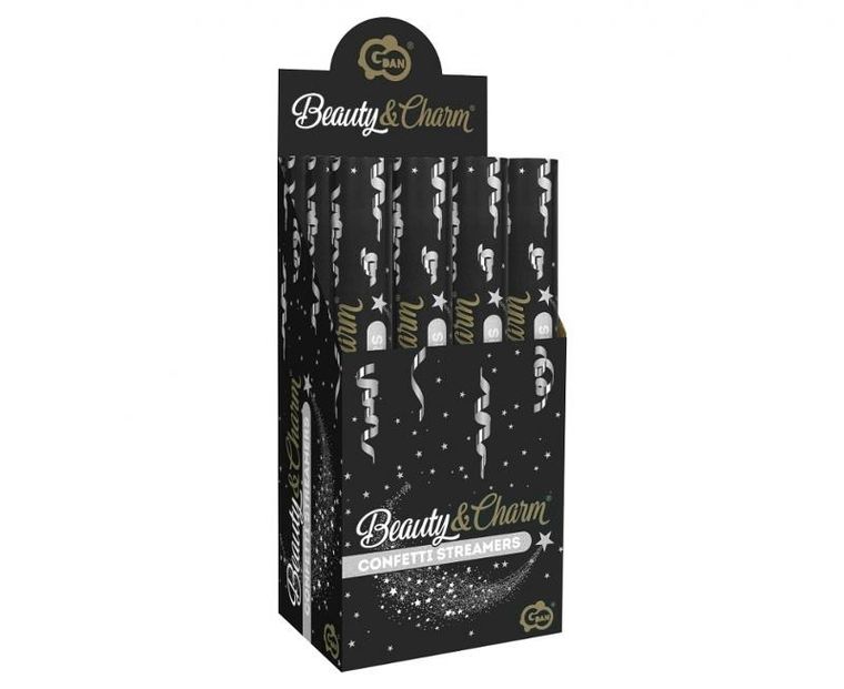 GoDan, konfetti pneumatyczne, serpentyny, srebrne, 40 cm