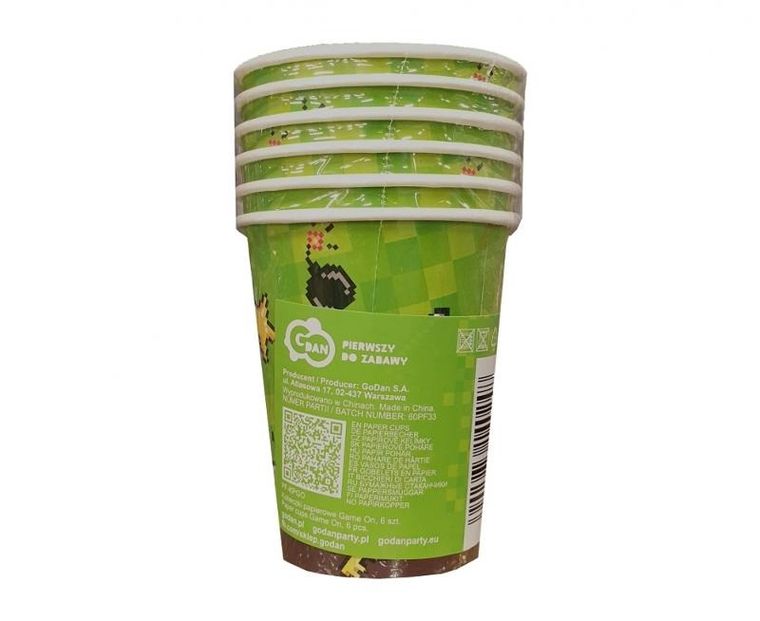 GoDan, kubeczki papierowe, Game On, 6 szt.