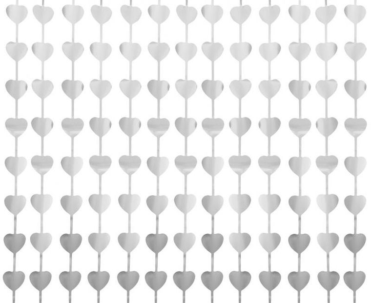 GoDan, kurtyna dekoracyjna, matowa, serca, srebrna, 100-200 cm