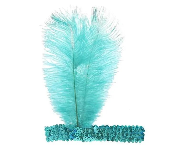 GoDan, opaska z piórem Retro, turkusowa