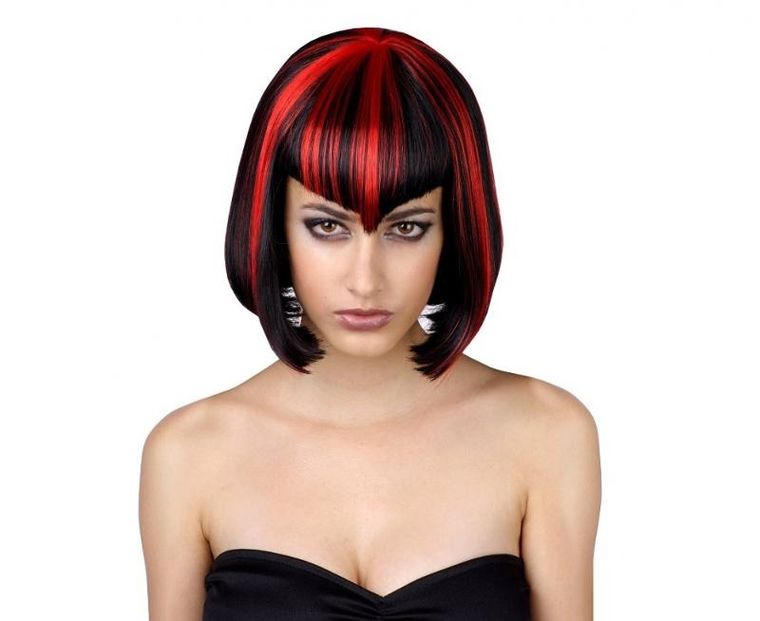 GoDan, peruka gotycka, krótka, czarno-czerwona
