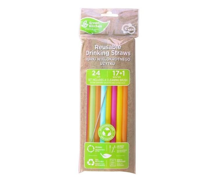 Godan, słomki wielokrotnego użytku ze szczoteczką, 17 szt.