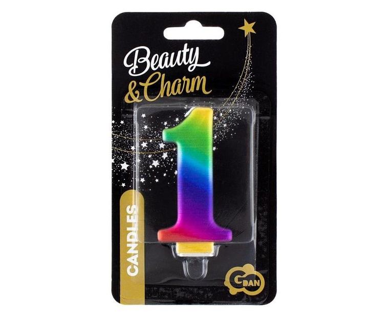 Godan, świeczka cyferka 1, Beauty&Charm Galaxy, 8 cm