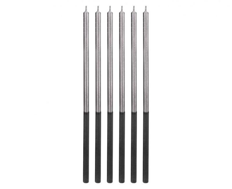 GoDan, świeczki urodzinowe, Platinum, srebrne, 14.5 cm, 6 szt.