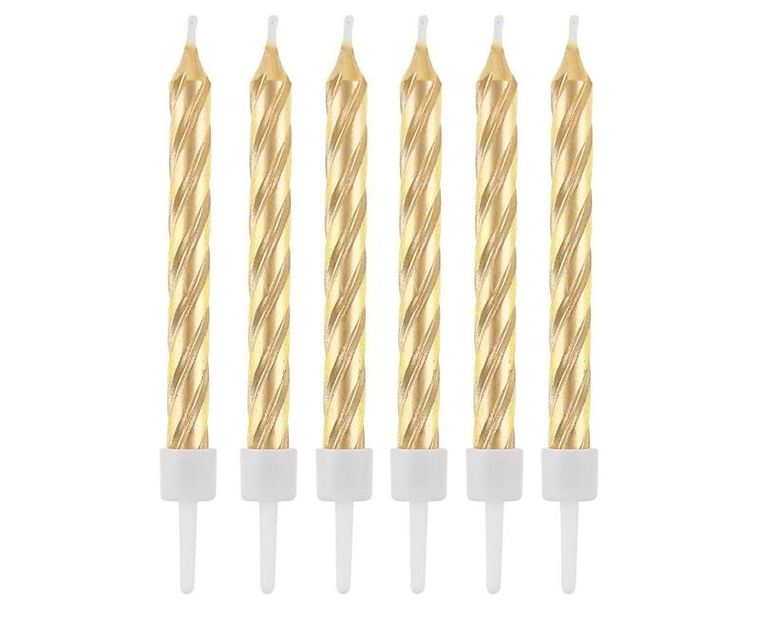 Godan, świeczki zakręcone złote, 8 cm, 12 cm