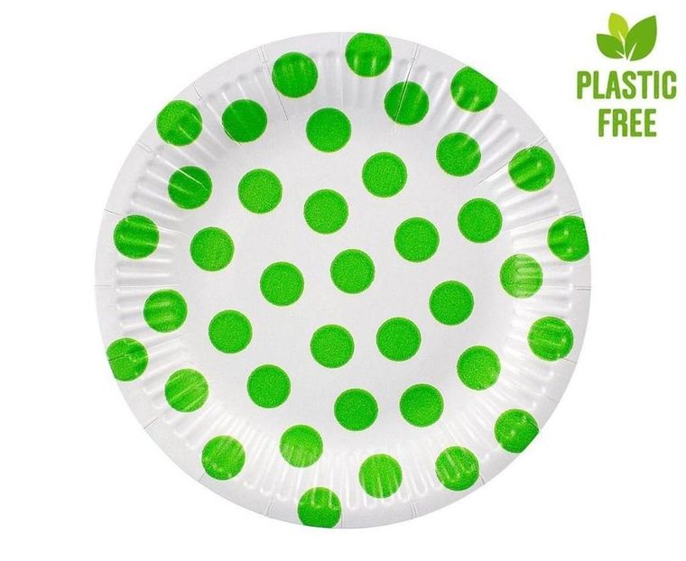 GoDan, talerzyki papierowe, groszki, pistacjowe, 18 cm, 6 szt.