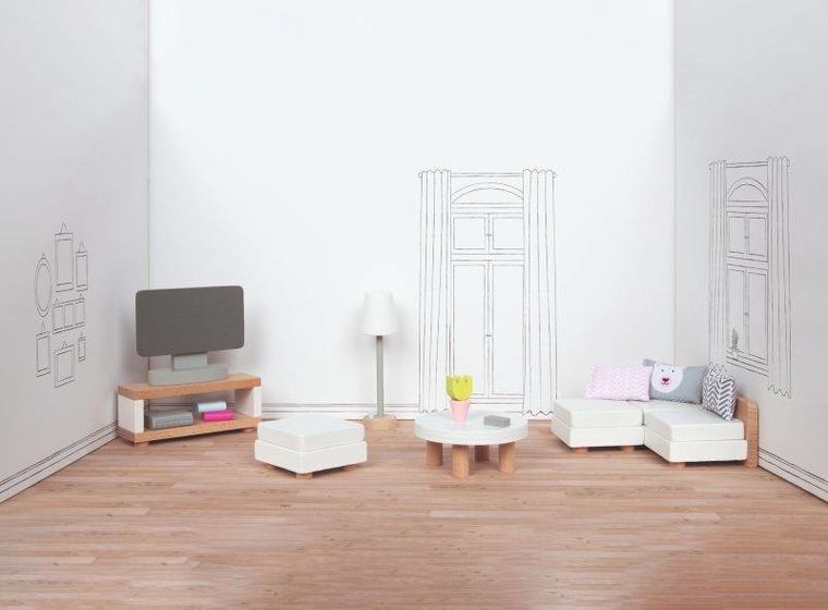 Goki, drewniane mebelki dla lalek do salonu