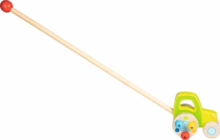 Goki, drewniany pchacz na kiju, traktor z ruchomymi kulkami