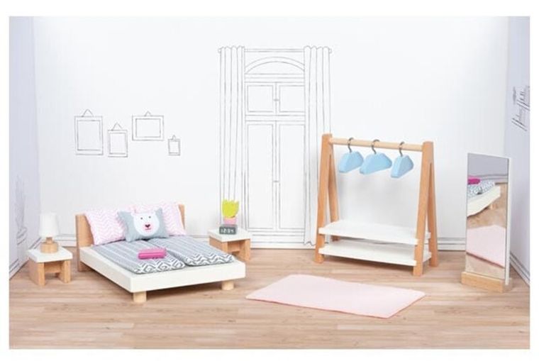 Goki, meble dla lalek, stylowa sypialnia