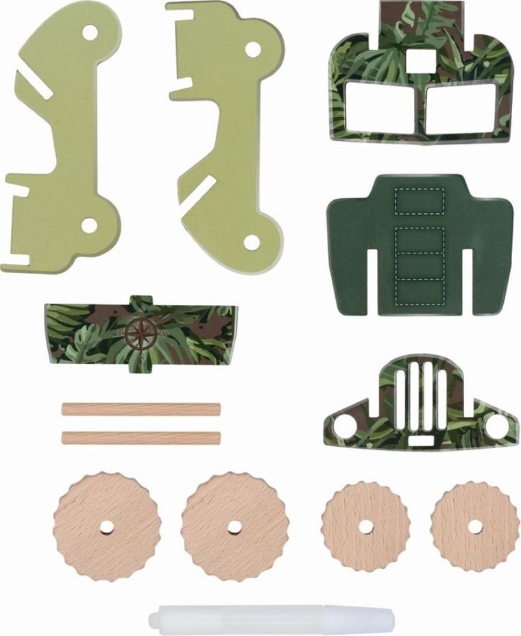 Goki, offroader, drewniany model pojazdu do składania