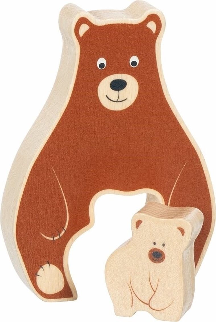 Goki, stojący niedźwiedź, drewniana układanka, 2 elementy