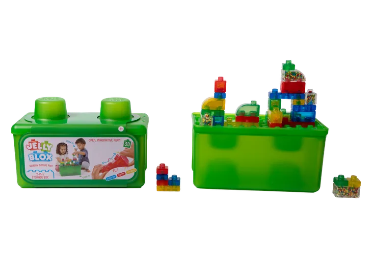 Goliath, Jelly Blox, Stash & Stack, elastyczne klocki z pudełkiem do przechowywania, 30 elementów
