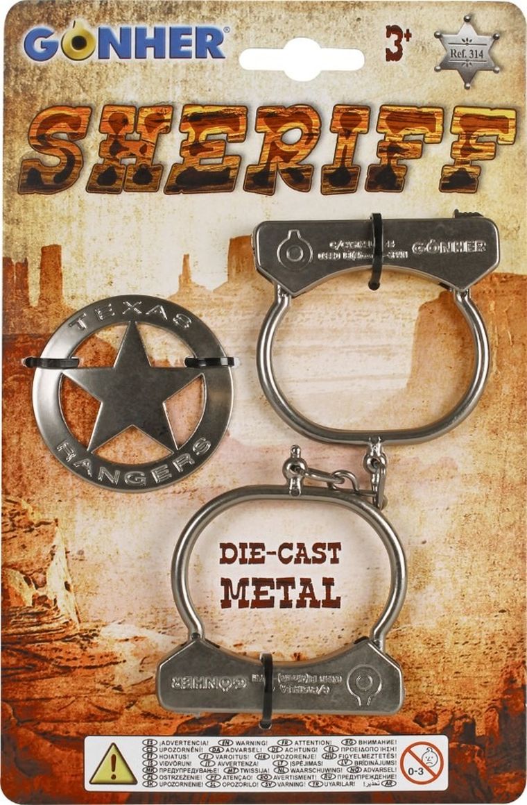 Gonher, kajdanki + metalowa odznaka szeryfa