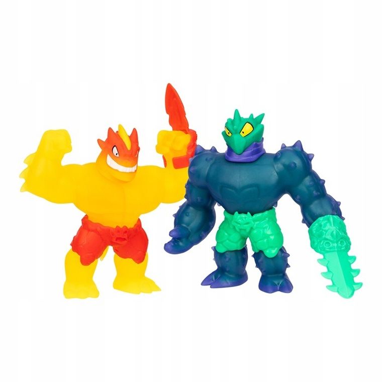 Goo-jit-zu, Meteor Madness, Flame Blazagon i Mushy Cacticus, elastyczna figurka