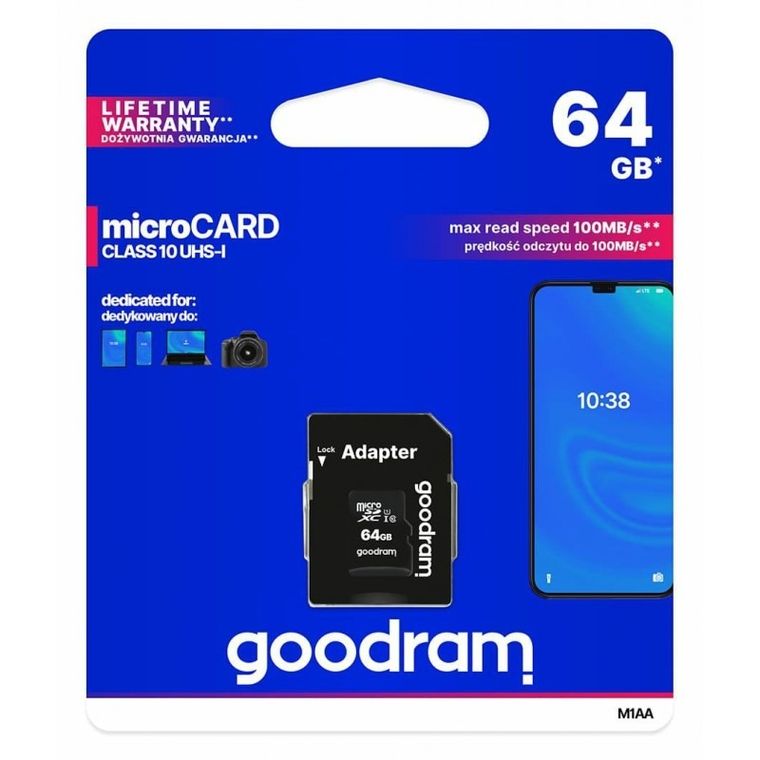 Goodram, karta Micro SDHC, 64GB + adapter