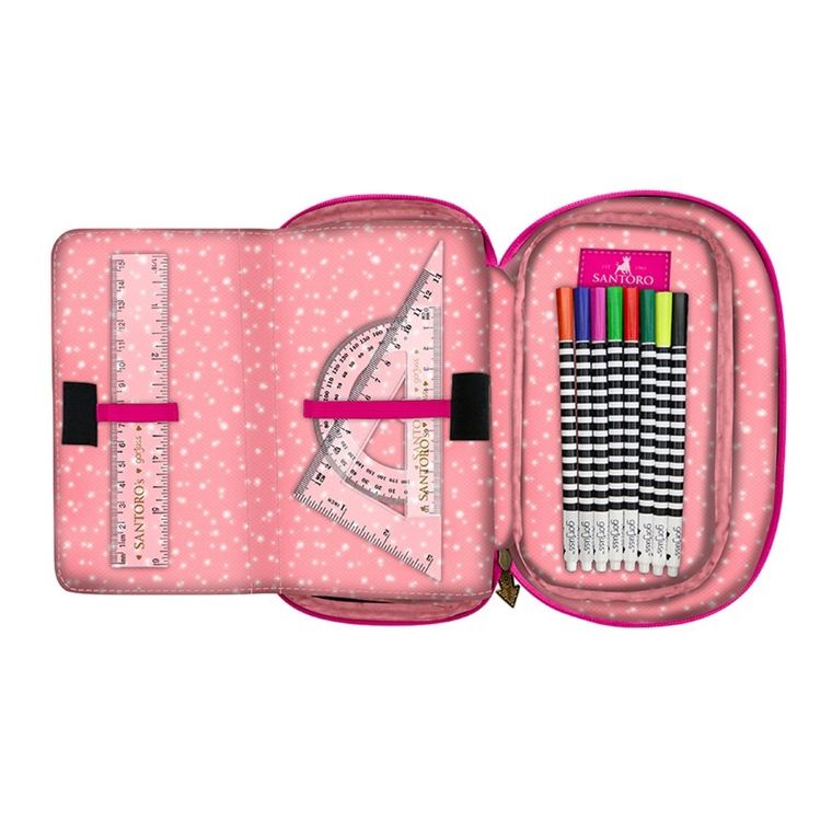 Gorjuss, Fairground, Carousel, 4-częściowy piórnik z wyposażeniem, rozkładany