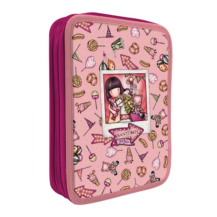 Gorjuss, Fairground, Carousel, podwójny piórnik z wyposażeniem