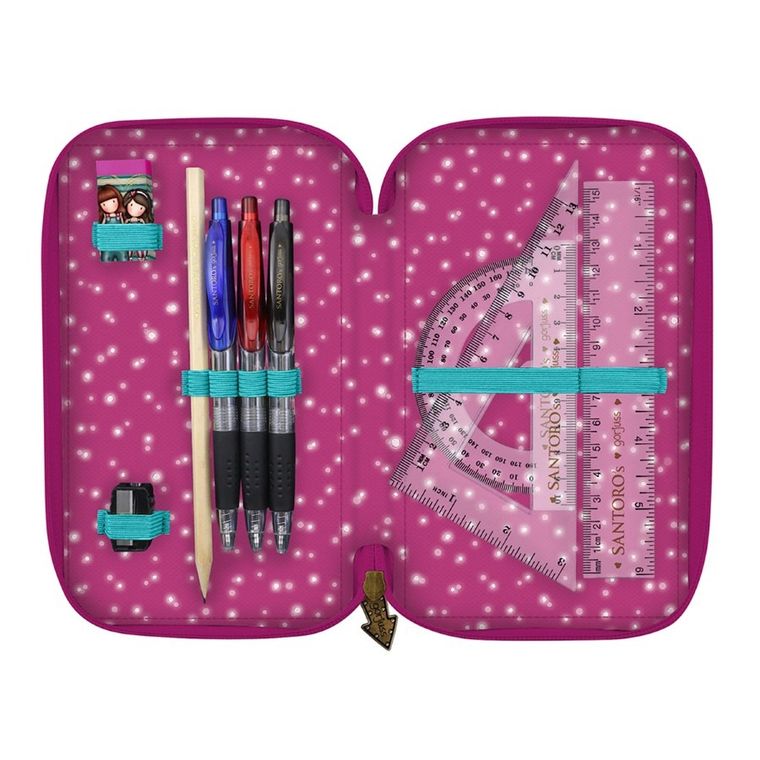 Gorjuss, Fairground, Fireworks, potrójny piórnik z wyposażeniem