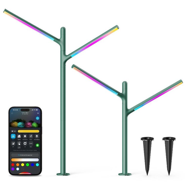 Govee, Garden Lights, ogrodowe oświetlenie LED, 1100 lm, 2.4GHz, Wi-Fi + Bluetooth, IP66, H7086