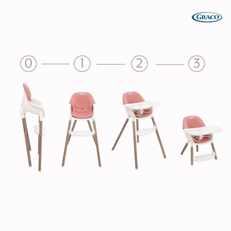 Graco, Presti, krzesełko do karmienia 3w1, dusty rose