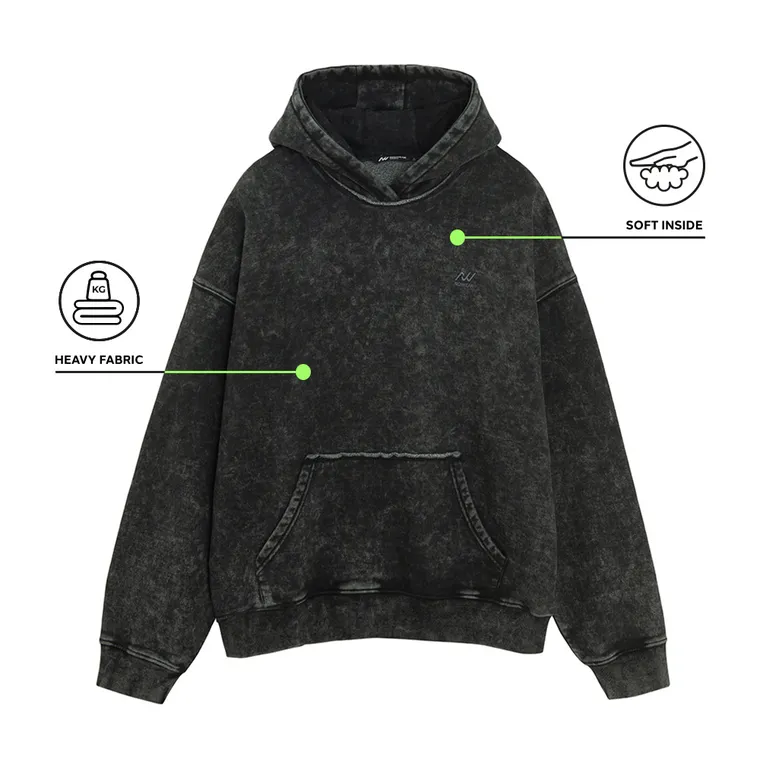 Grafitowa bluza z kapturem unisex o kroju oversize NOWEAR