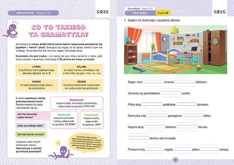 Gramatyka. Karty pracy w szkole i w domu. Klasy 2-3