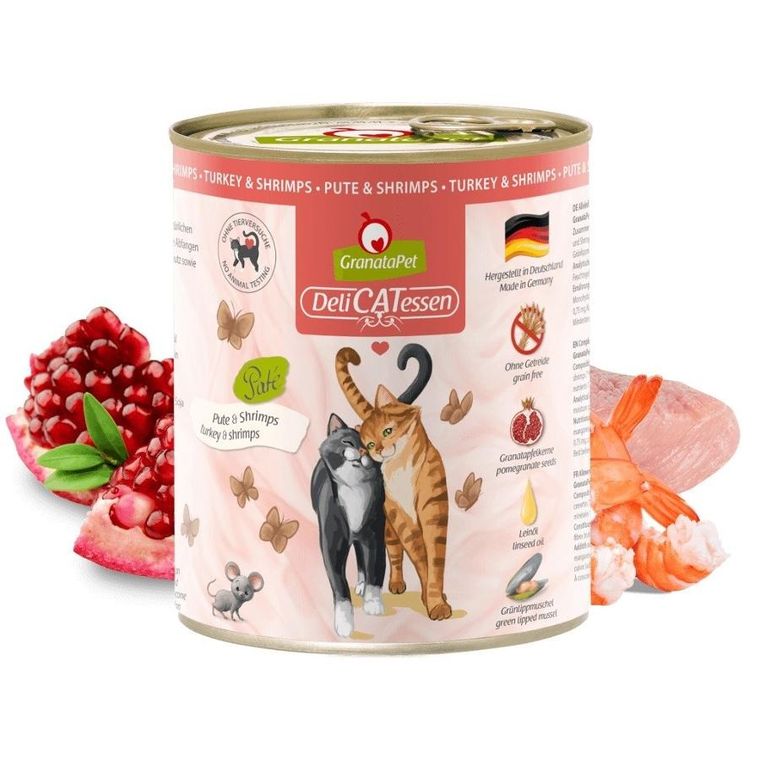 GranataPet, DeliCatessen, indyk i krewetki, karma mokra dla kota, 800g
