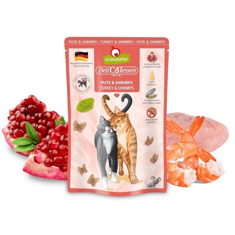 GranataPet, DeliCatessen, indyk i krewetki, karma mokra dla kota, 85g
