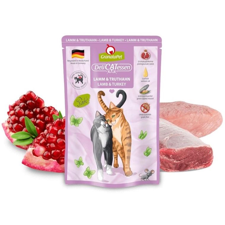 GranataPet, DeliCatessen, jagnięcina i indyk, karma mokra dla kota, 85g