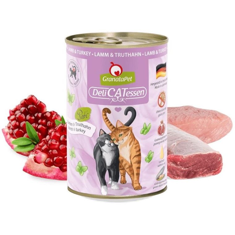 GranataPet, DeliCatessen, jagnięcina i indyk mokra, karma dla kota, 400g