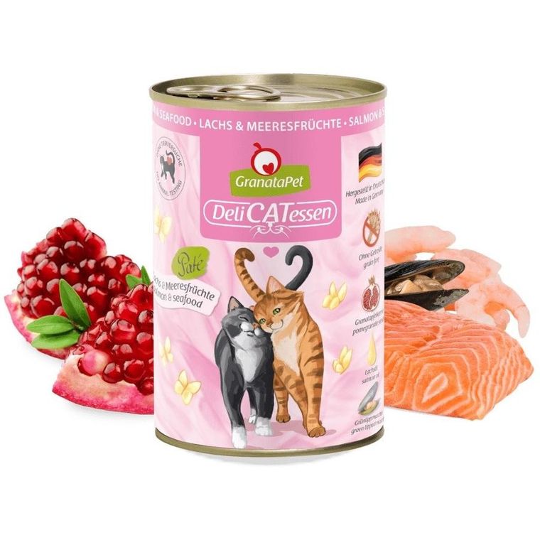 GranataPet, DeliCatessen, łosoś i owoce morza mokra, karma dla kota, 400g