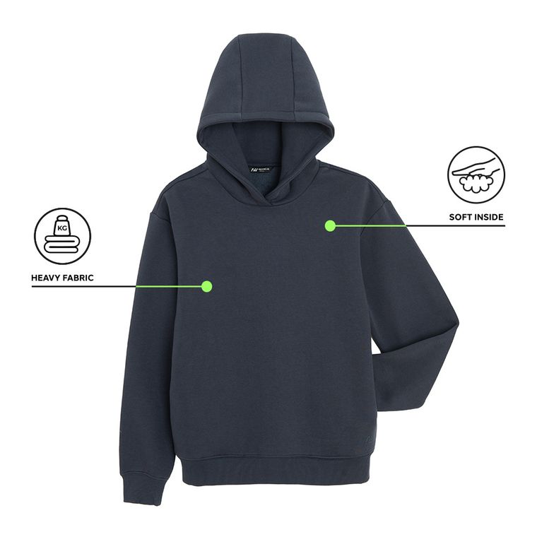 Granatowa bluza basic z kapturem oversize NOWEAR