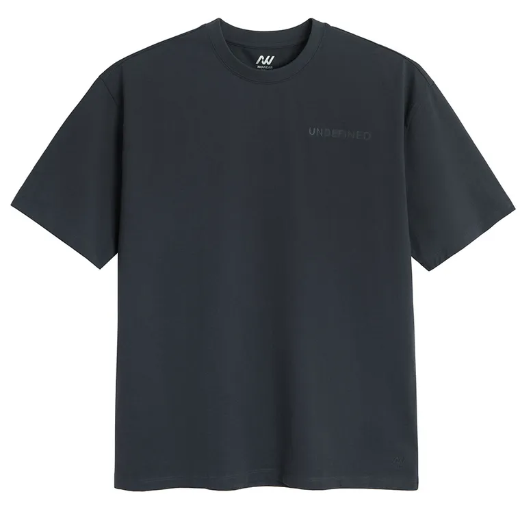 Granatowy t-shirt z bawełny czesanej oversize NOWEAR