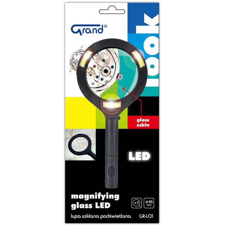 Grand, lupa szklana, podświetlana LED, 85 mm