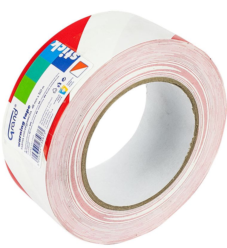 Grand, taśma ostrzegawcza, samoprzylepna, biało-czerwona