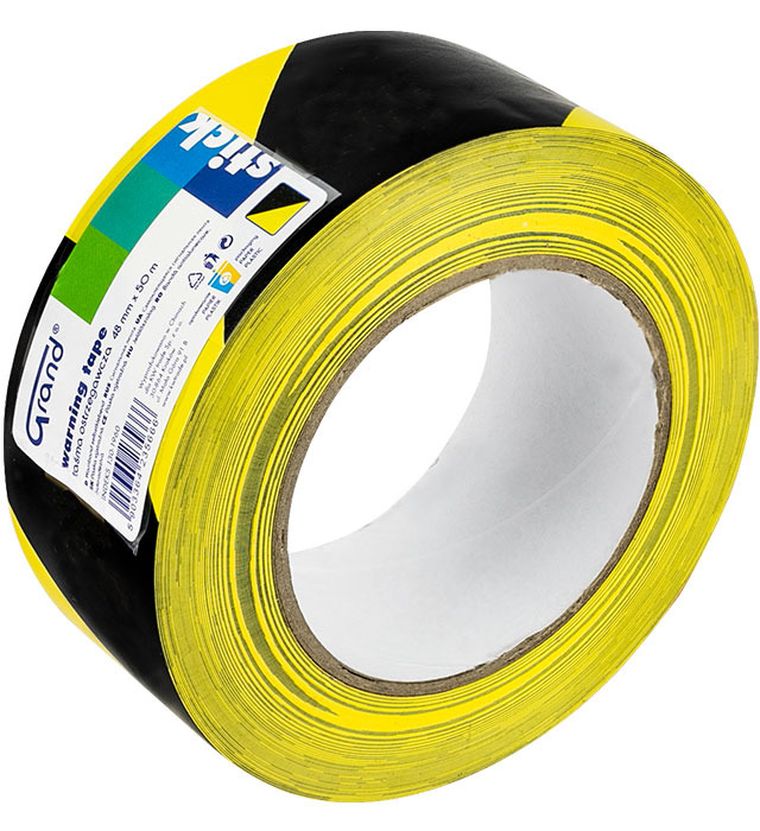 Grand, taśma ostrzegawcza, samoprzylepna, czarno-żółta