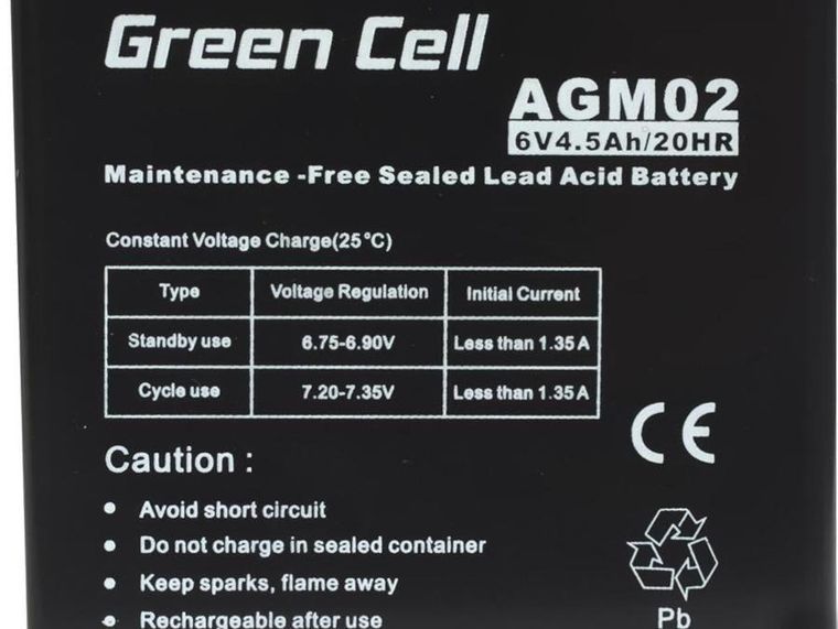 Green Cell, akumulator żelowy, AGM02, 6V, 4,5 Ah