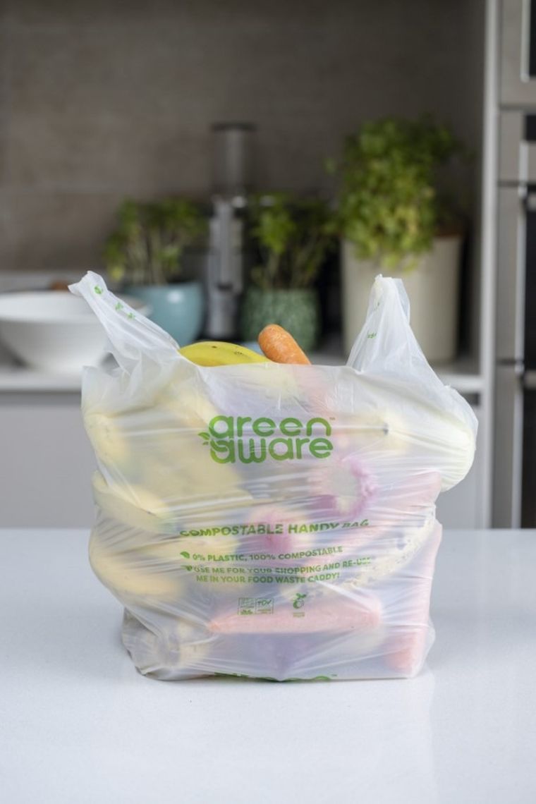 GreenAware, kompostowalne reklamówki wielokrotnego użytku, T-shirt, 30L, 10 szt.