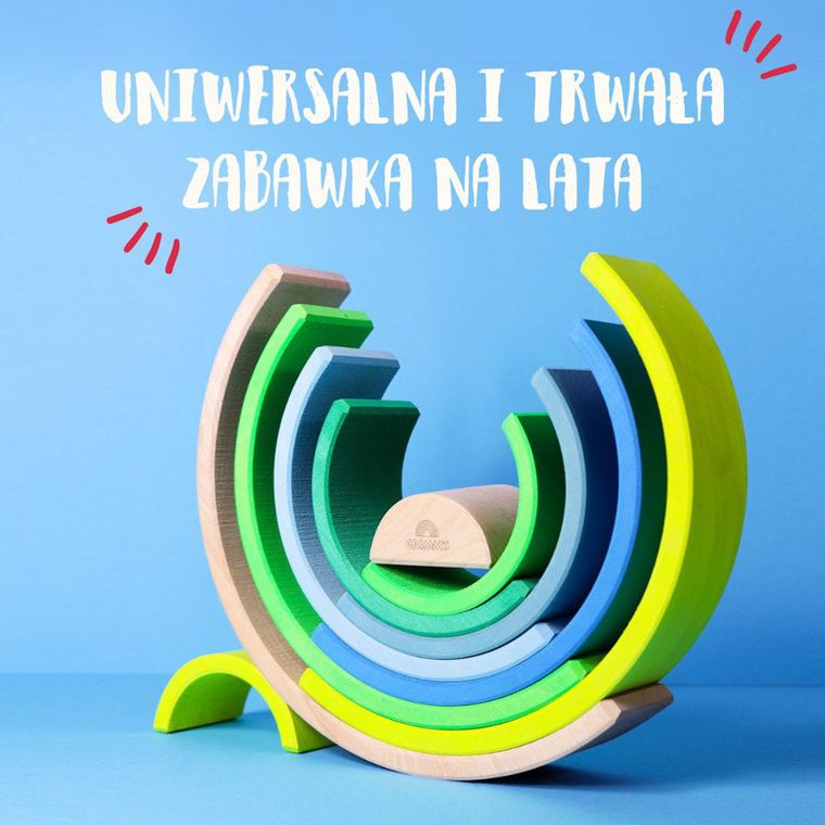 Grimm's, tęcza drewniana, neon green, 10 elementów