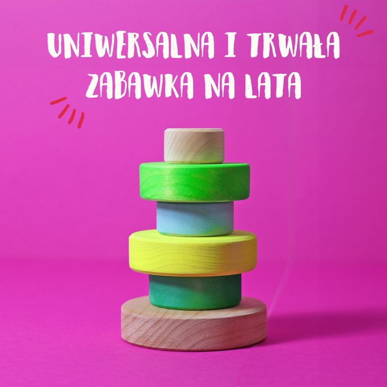 Grimms, wieża drewniana, neon green, 6 krążków