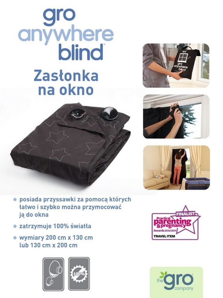 Gro Company, Gro-Anywhere Blind, zasłonka zaciemniająca na okno