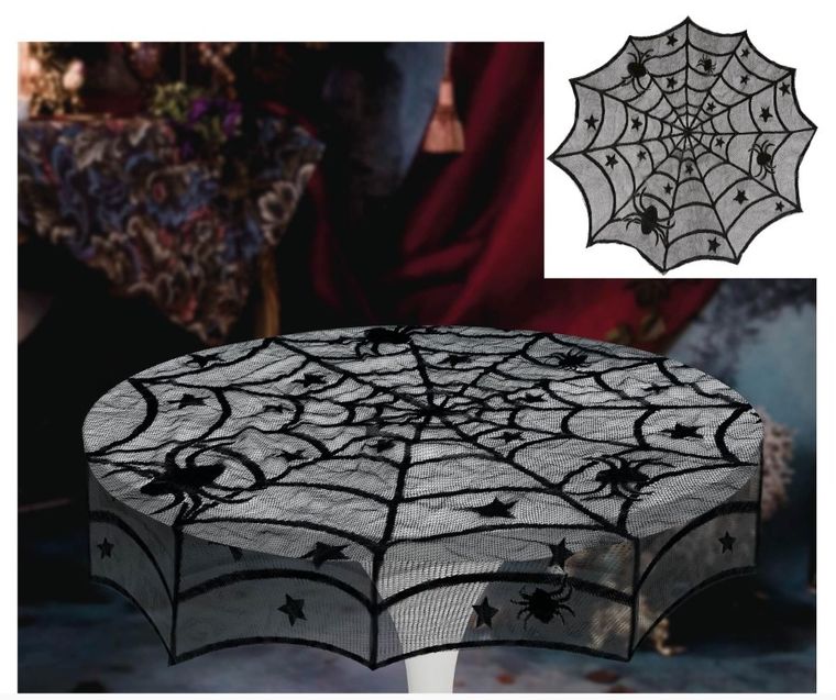 Guirca, obrus koronkowy z pająkami, okrągły, 100 cm