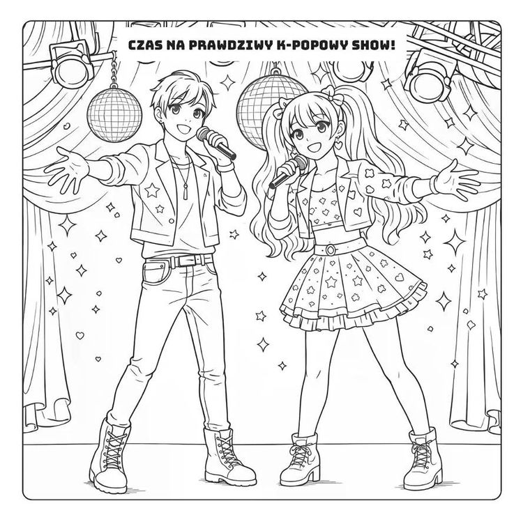 Gwiazdy k-pop. Idealny duet. Kolorowanka