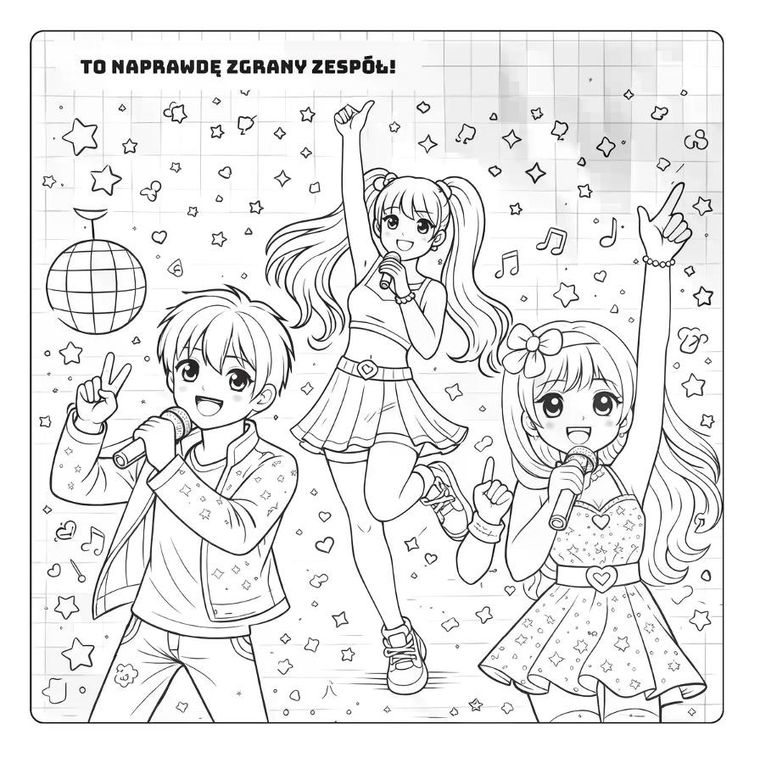 Gwiazdy k-pop. Super zespół. Kolorowanka