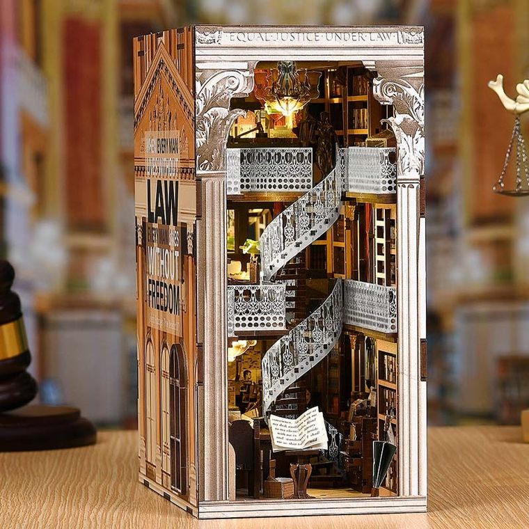 Habarri, Book Nook, Miniaturowy domek, Biblioteka Prawa, puzzle 3D, 550 elementó
