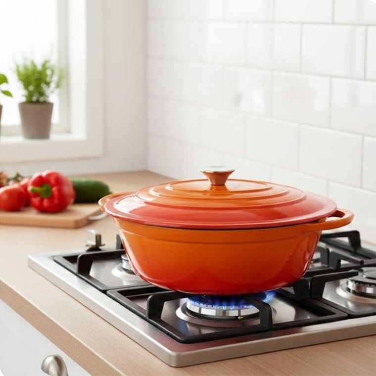 Hage, emaliowana brytfanna żeliwna, gęsiarka, pomarańczowa, 6l