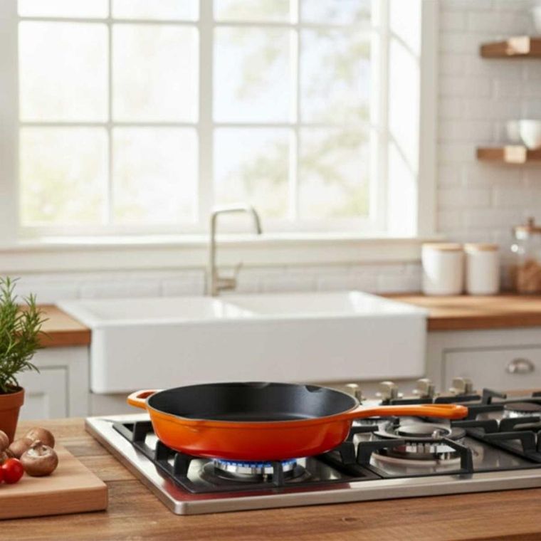 Hage, emaliowana patelnia żeliwna, pomarańczowa, 26 cm