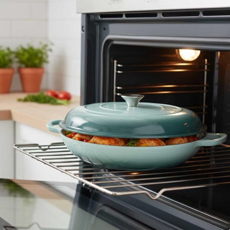 Hage, emaliowany garnek, płaski, żeliwny, sea salt, 30 cm, 3l