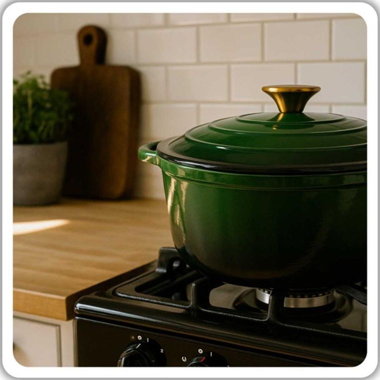 Hage, garnek żeliwny, emaliowany, zielony, 22 cm, 3l